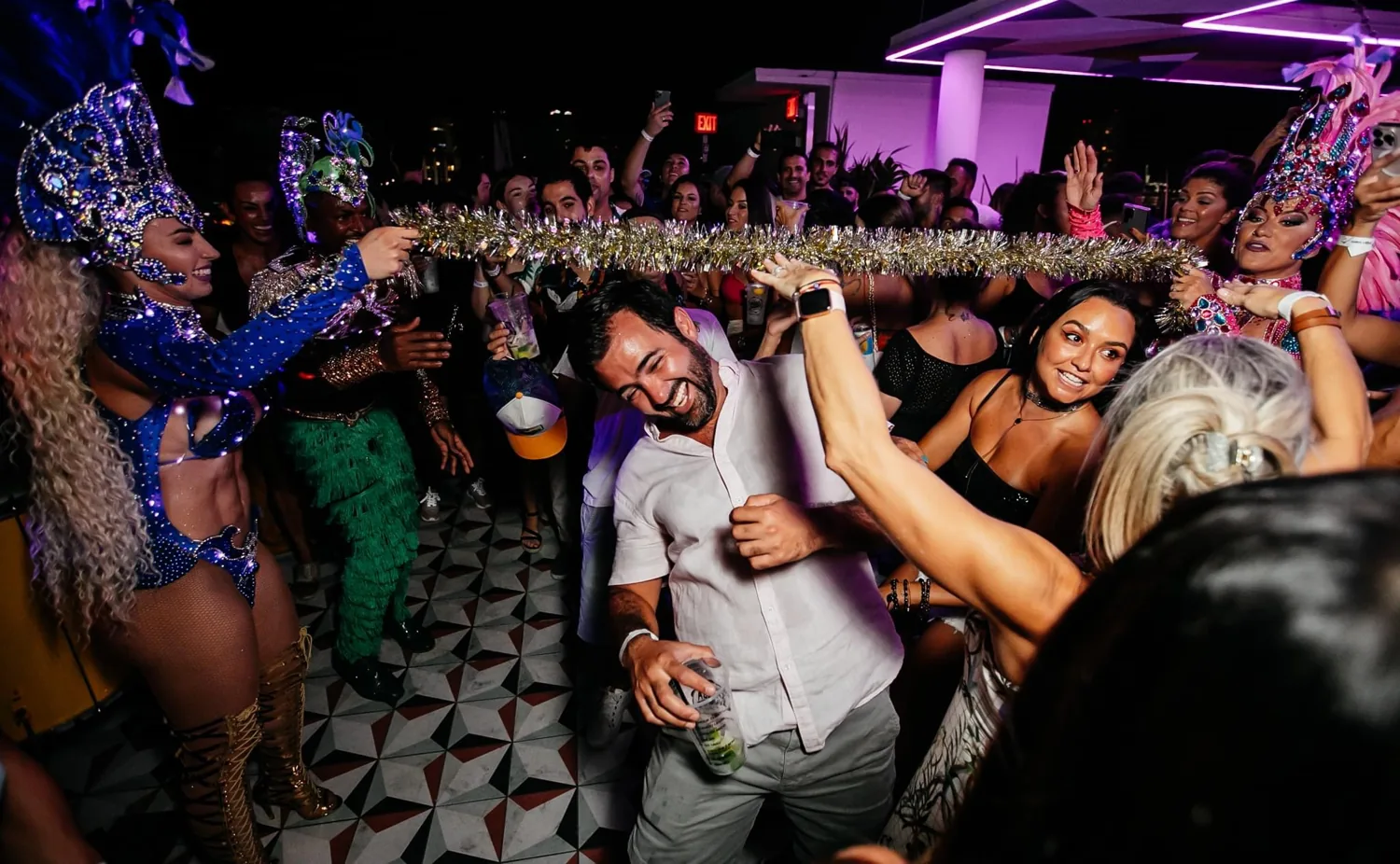 Samba dancer dancing with guests